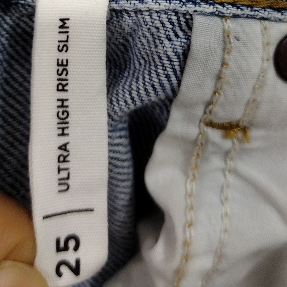 Pacsun Ultra High Rise Slim Jeans Women's 25 Blue White Button Fly Boho 90s Y2K - Picture 8 of 11